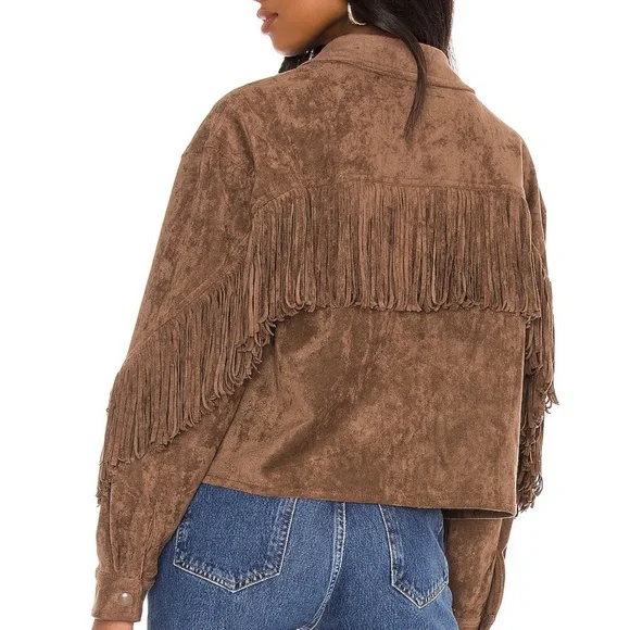 Brown Fringe Women's Jacket - Picture 3 of 5